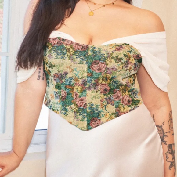 Floral Off Shoulder Corset Top 3XL - Picture 2 of 4